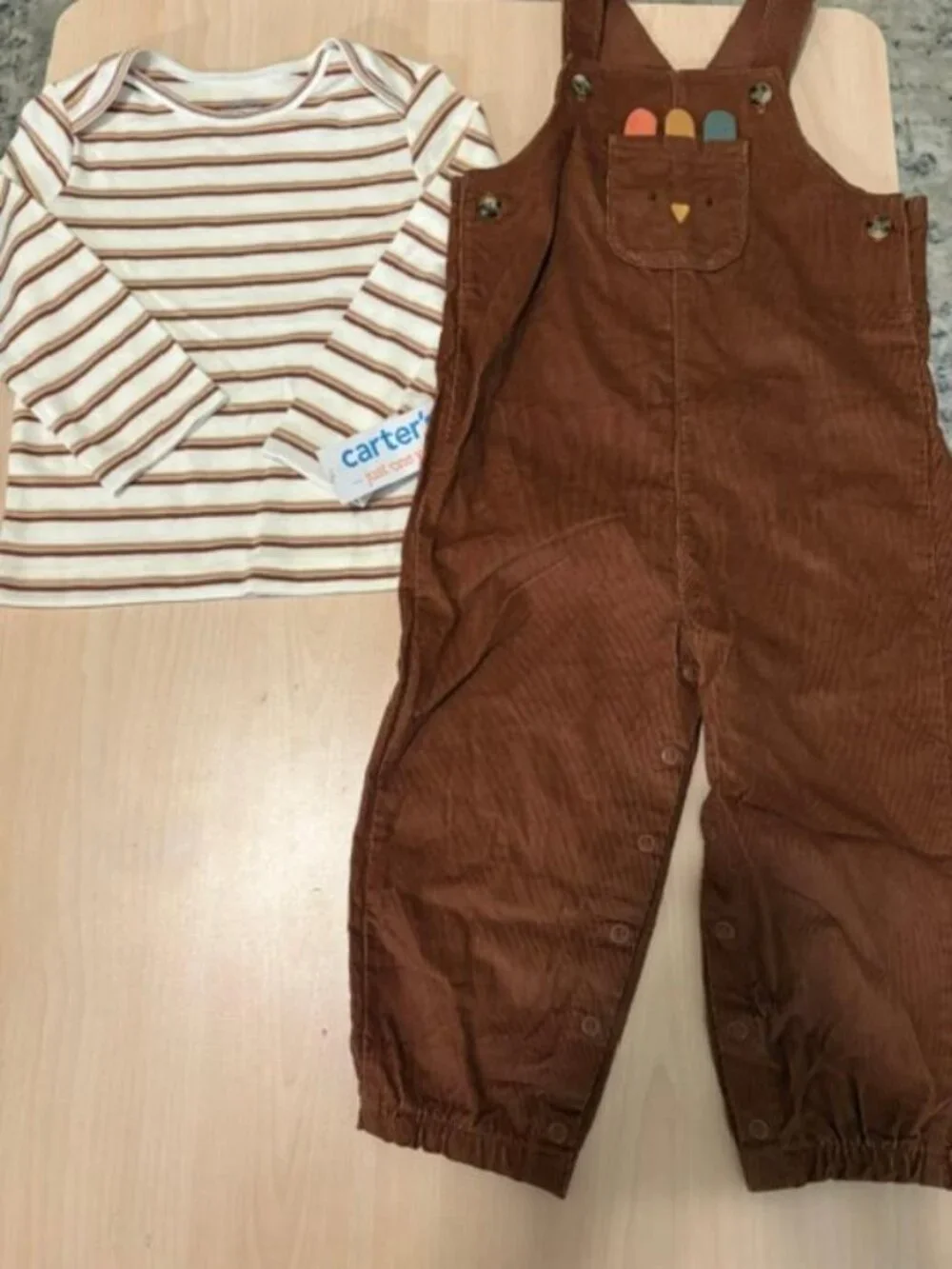 Boys Carters Baby 2 Piece Thanksgiving Turkey Overalls Set Size 24 Months NWT